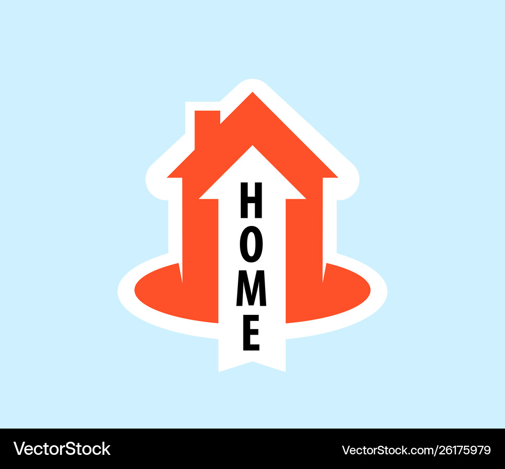 Logo With An Orange Cottage House Royalty Free Vector Image