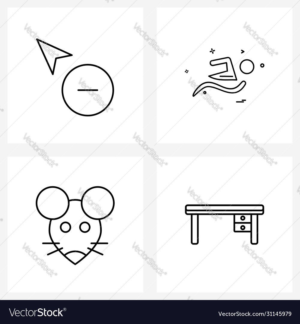 Set 4 line icon signs and symbols cursor