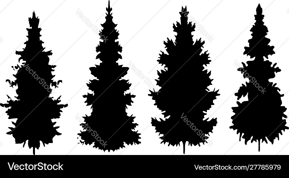 Set silhouette pine tree Royalty Free Vector Image