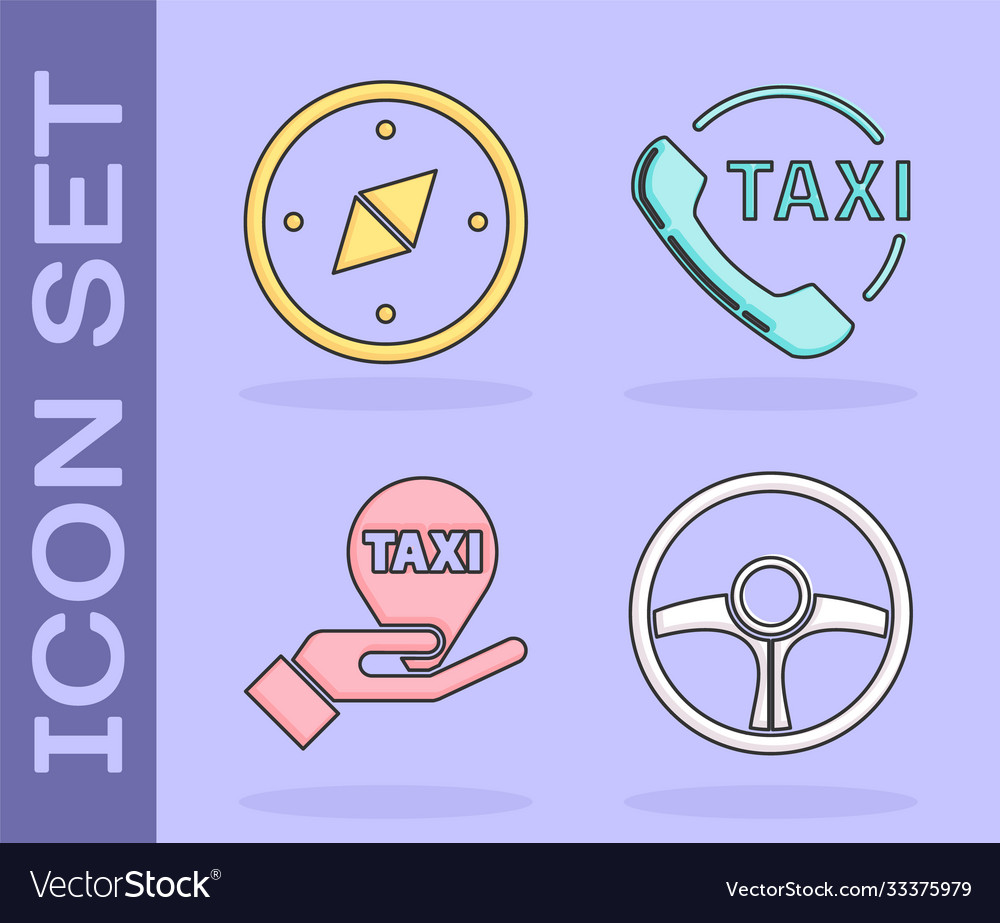 Set steering wheel compass hand on map pointer vector image Set steering wheel compass hand on map pointer