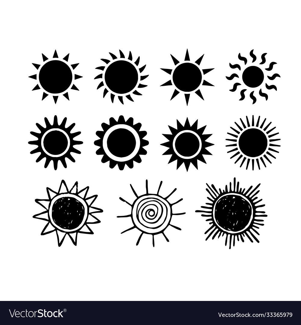 Sun set hand drawn vector image Sun set hand drawn