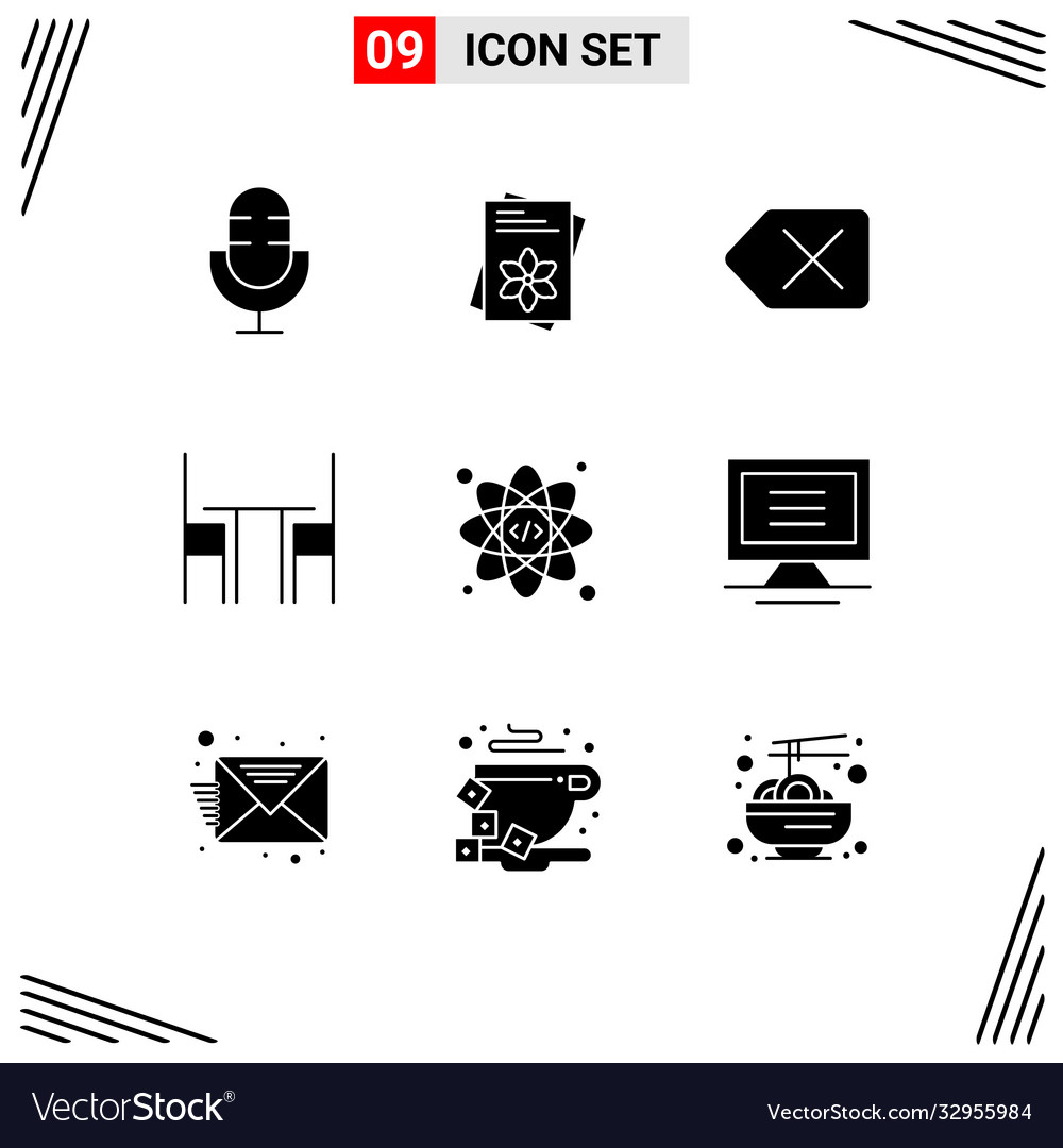 9 universal solid glyphs set for web and mobile