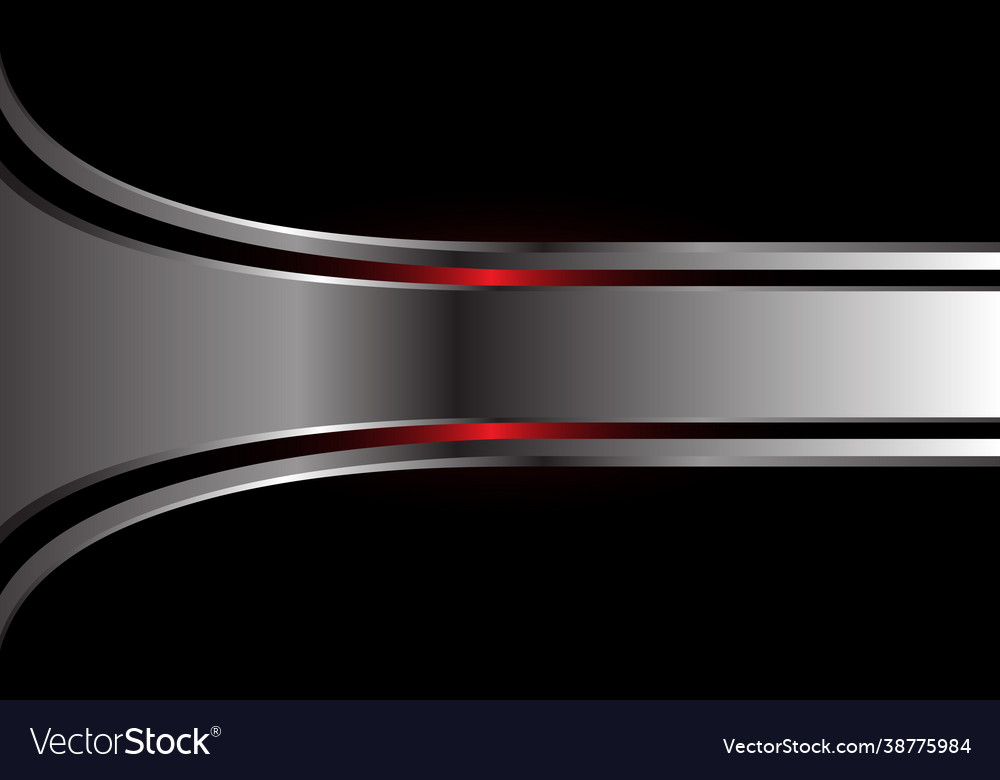 Abstract red light silver banner on black