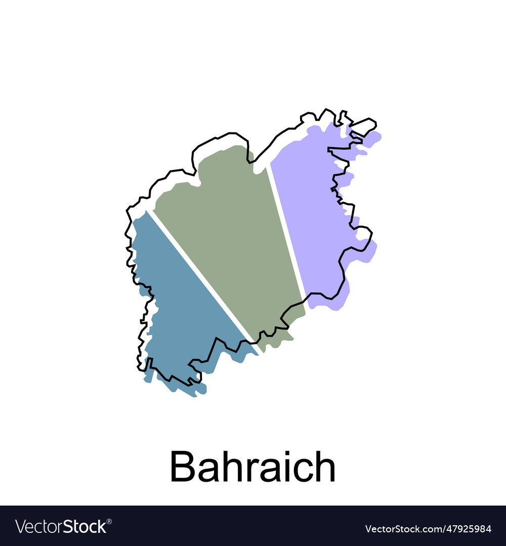 Bahraich map design template with outline vector image Bahraich map design template with outline
