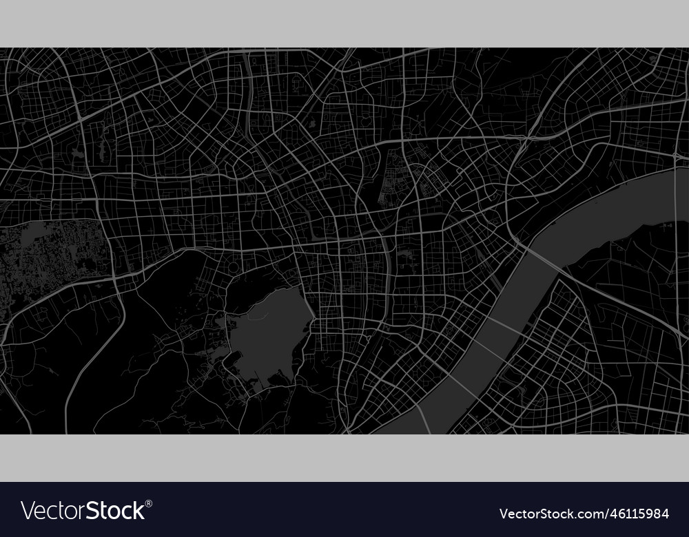 Dark black hangzhou city area background map Vector Image