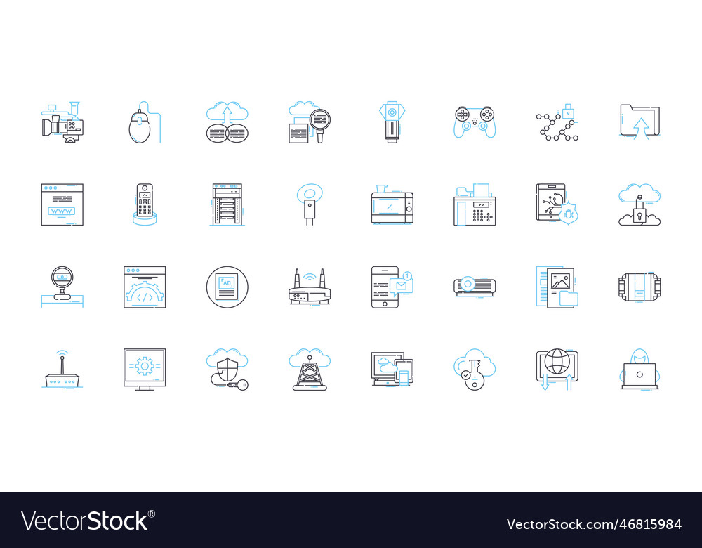 Digital communication linear icons set messaging Vector Image Digital communication linear icons set messaging