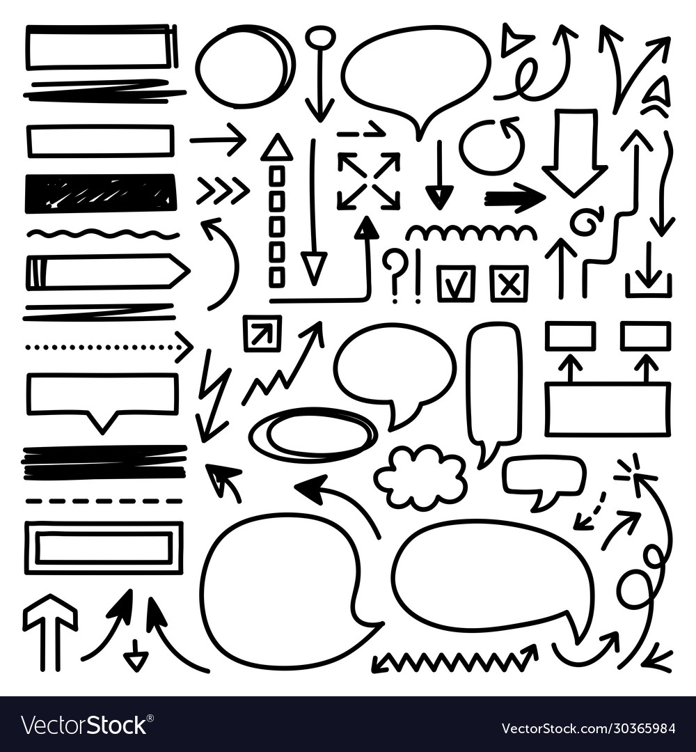 Hand drawn arrow mark icons Royalty Free Vector Image