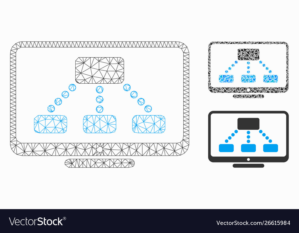 Hierarchy monitor mesh 2d model vector image Hierarchy monitor mesh 2d model