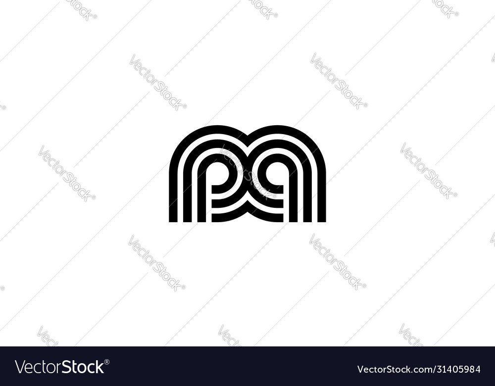 Initial p and a with line style logo design