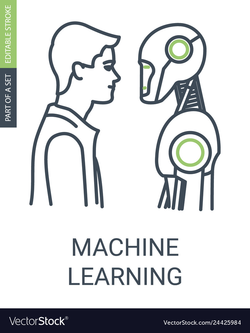 Machine learning icon with editable stroke vector image Machine learning icon with editable stroke