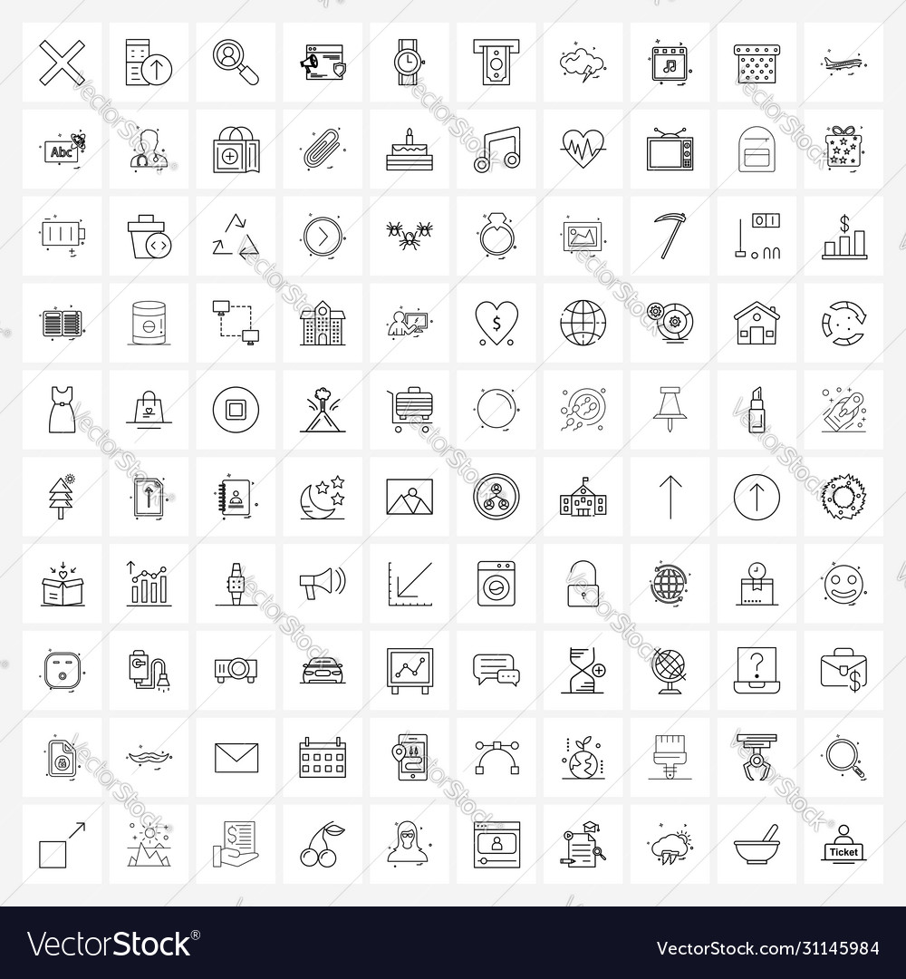Modern line 100 simple icons time