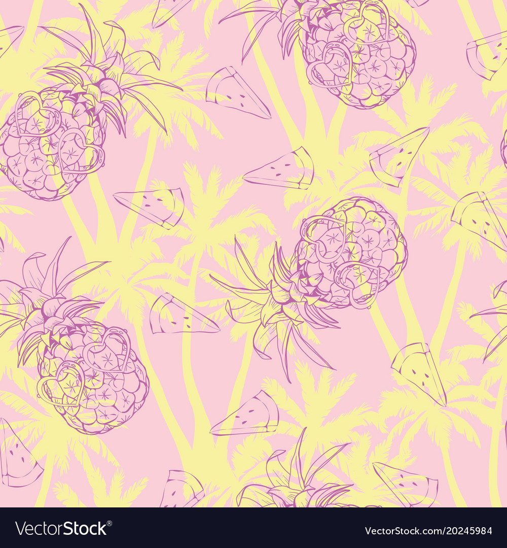 Pineapples background seamless pattern