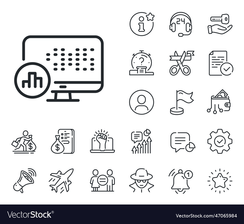 Report statistics line icon column graph sign vector image Report statistics line icon column graph sign