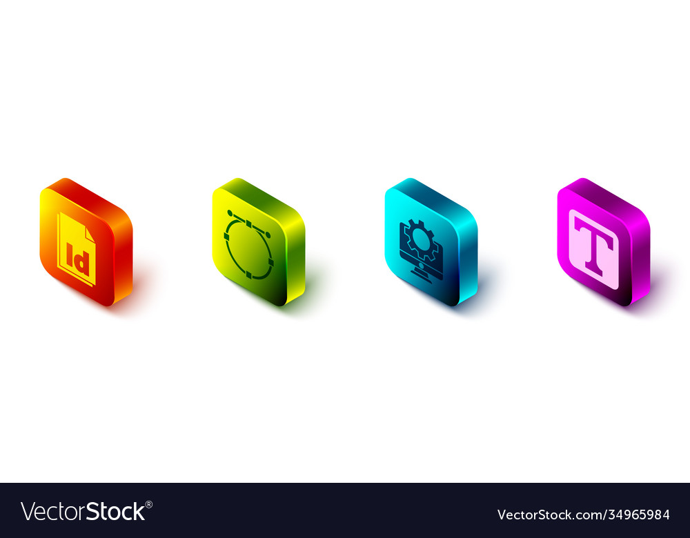 Set isometric id file document circle with bezier Vector Image Set isometric id file document circle with bezier