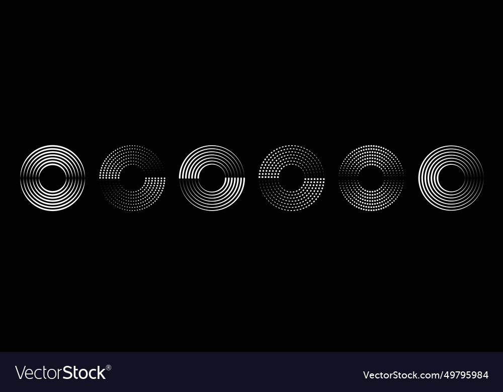 Set of halftone circular dotted frames vector image Set of halftone circular dotted frames