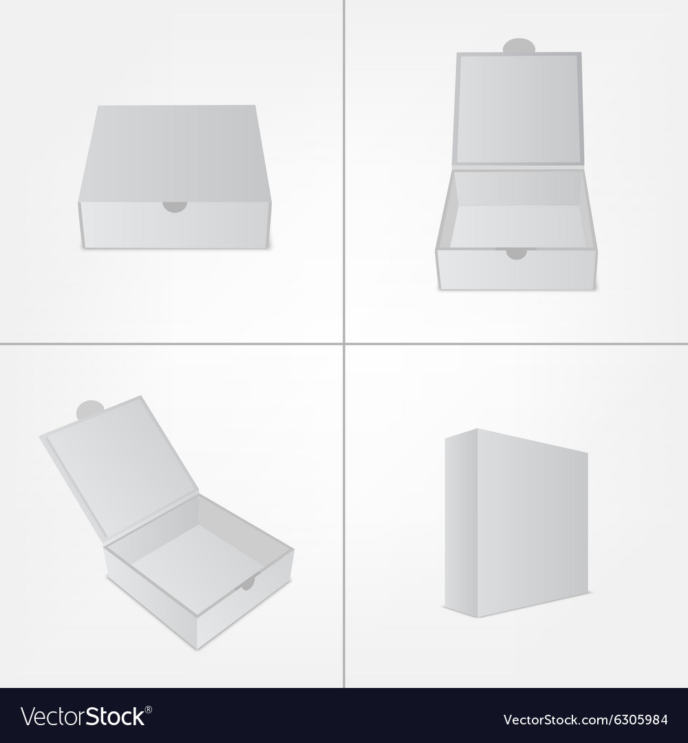 Set of packaging design mockup gray box in four