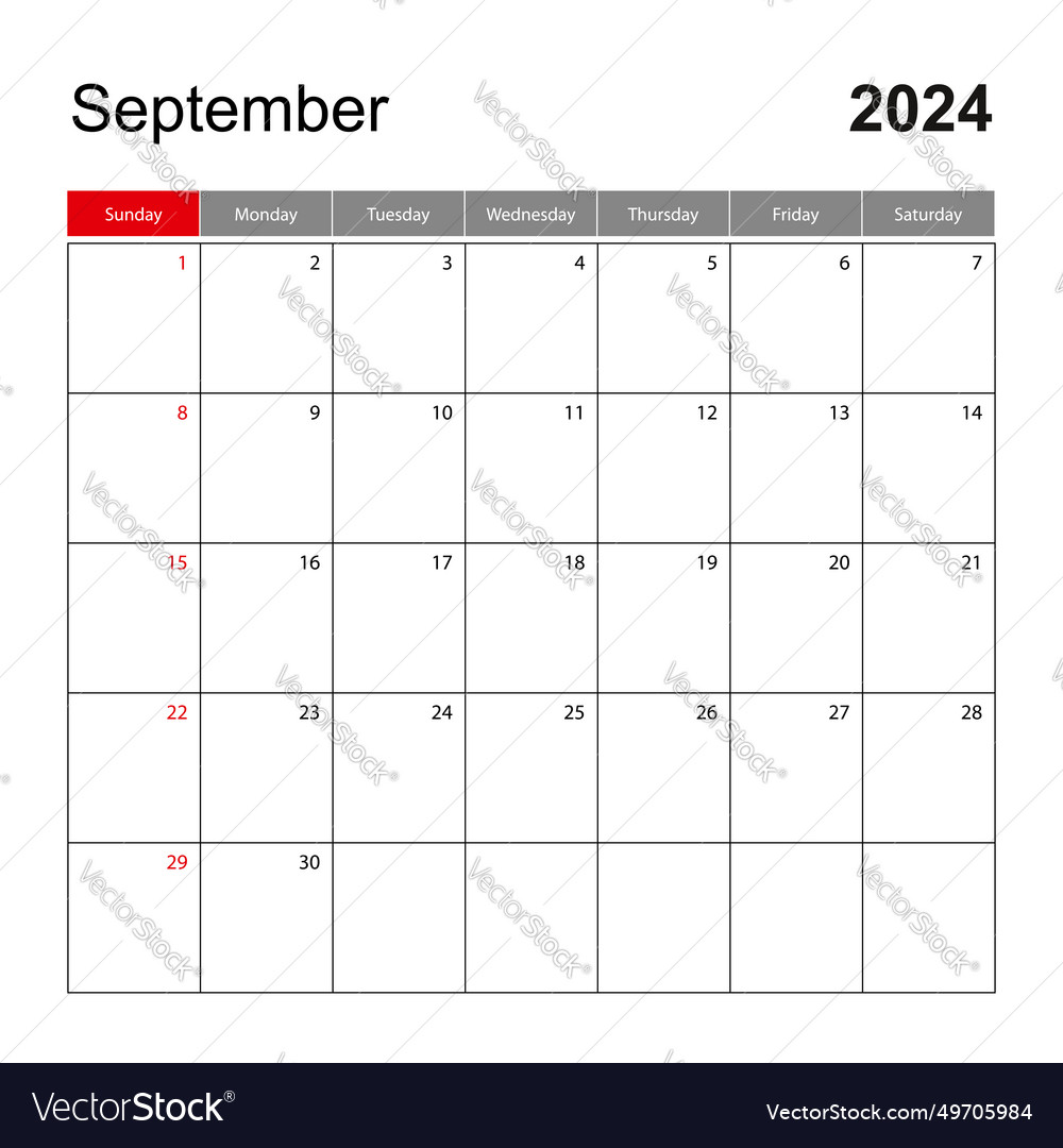 Wall calendar template for september 2024 holiday Vector Image