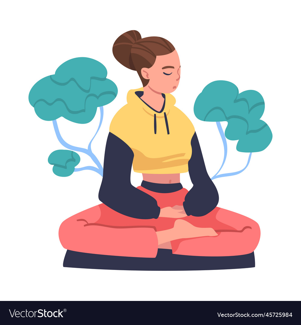 Young Woman With Closed Eyes Doing Meditation Vector Image