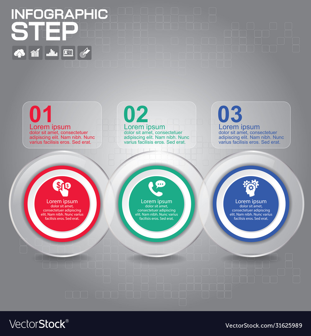 3 steps infographic design elements Royalty Free Vector