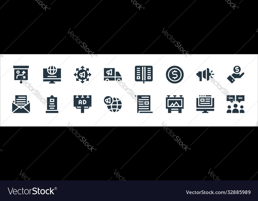 Advertisement line icons linear set quality vector image Advertisement line icons linear set quality
