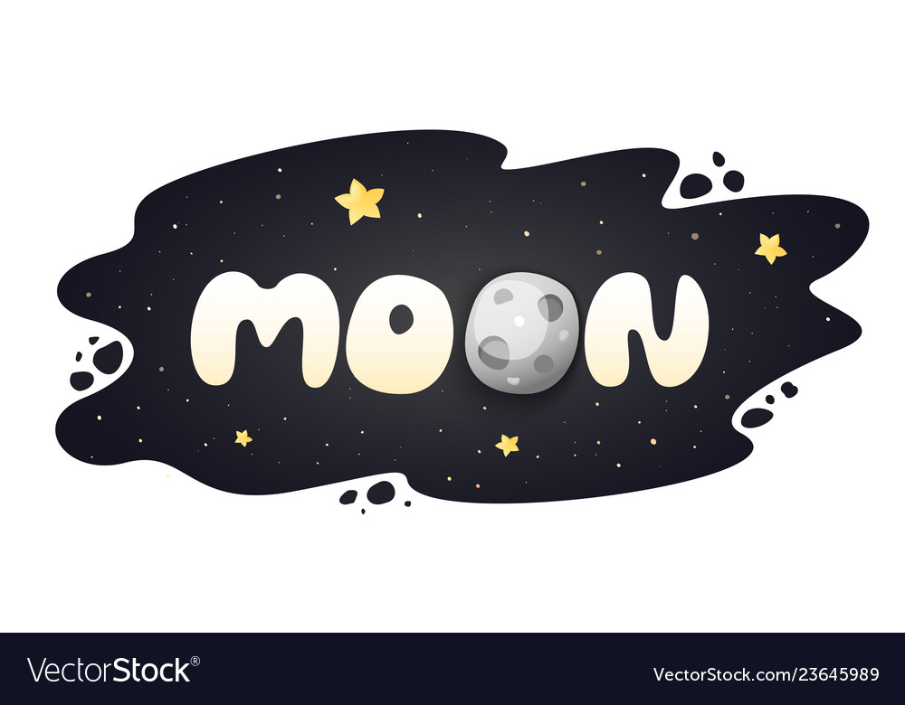 Cartoon Moon with Stars Night Sky