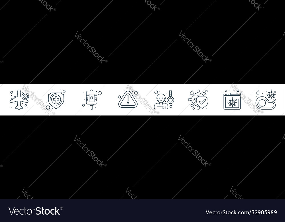 Coronavirus covid19 line icons linear set quality