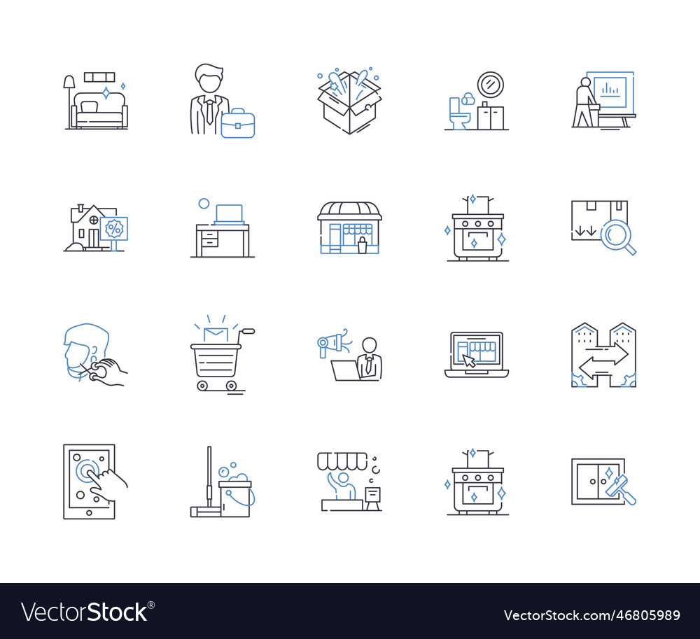 Enhanced security line icons collection vector image Enhanced security line icons collection