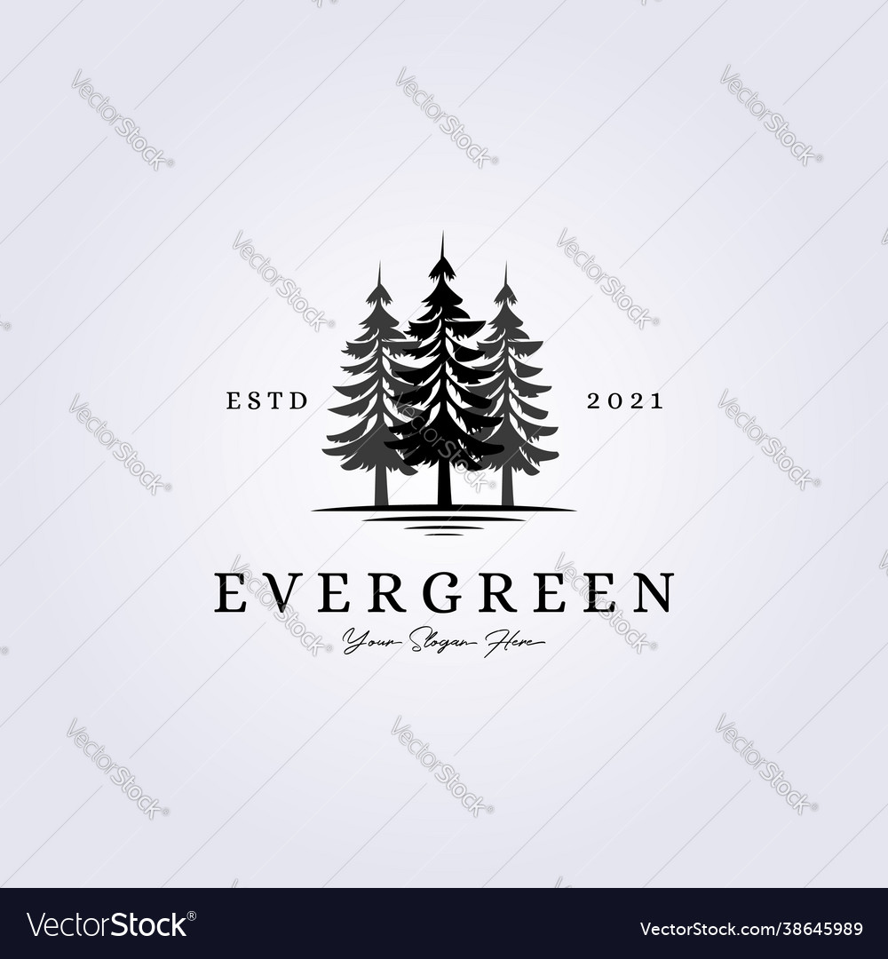 Evergreen woodland adventure forest logo lake Vector Image