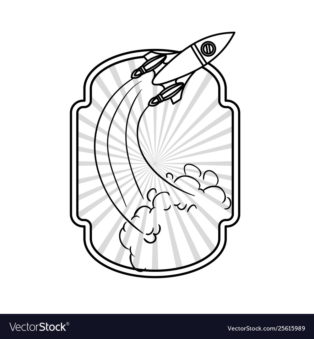 Frame with rocket taking off icon Vector Image Frame with rocket taking off icon