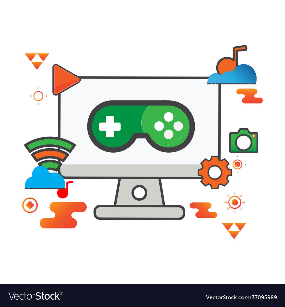 Game computer flat icon can use for design Vector Image Game computer flat icon can use for design