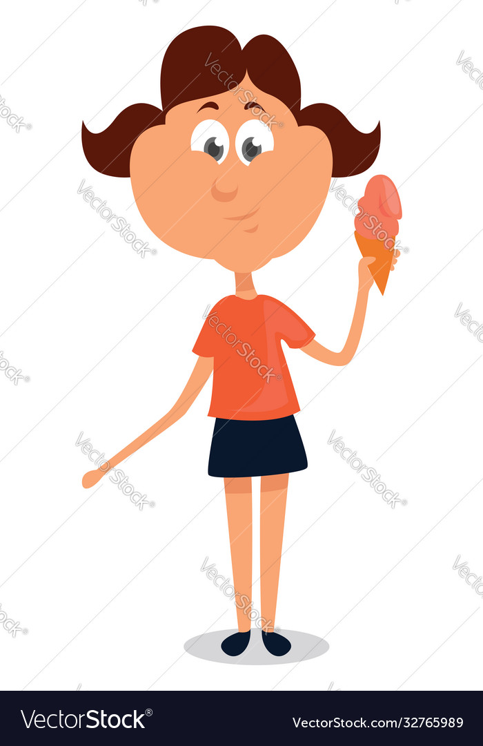 Girl with ice cream on white background