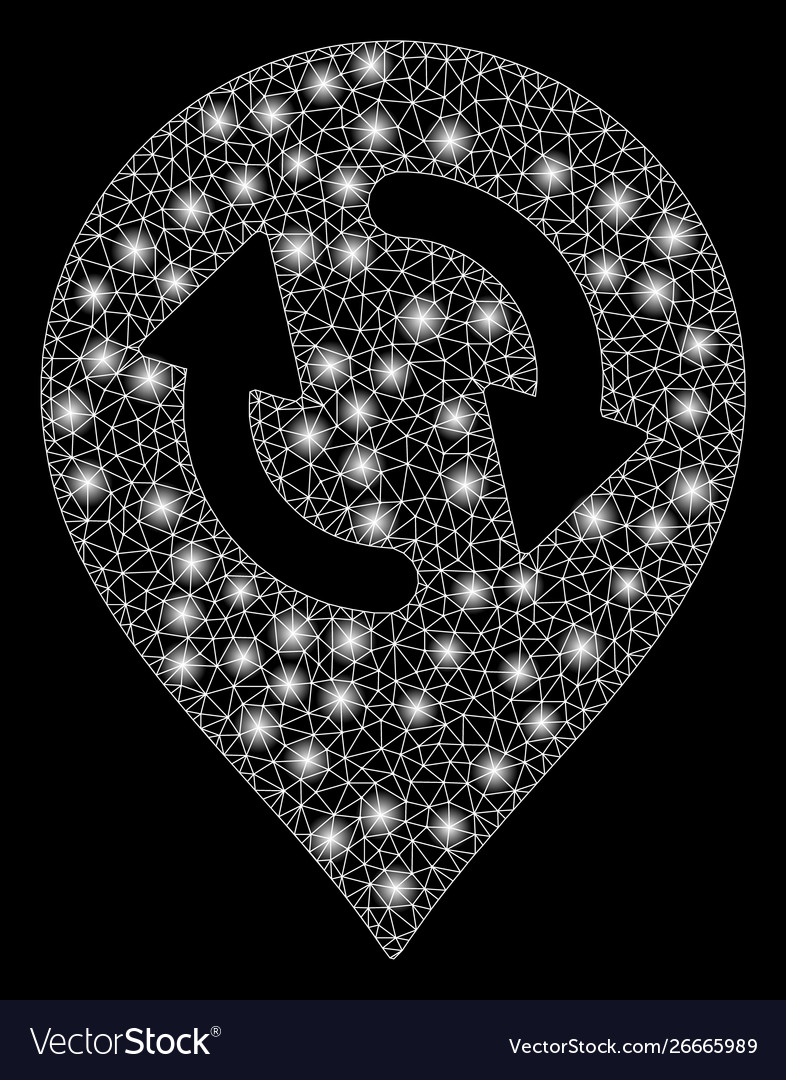 Glowing mesh network refresh map marker with flash Vector Image Glowing mesh network refresh map marker with flash