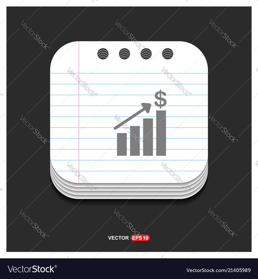 Growing graph icon gray on notepad style vector image Growing graph icon gray on notepad style