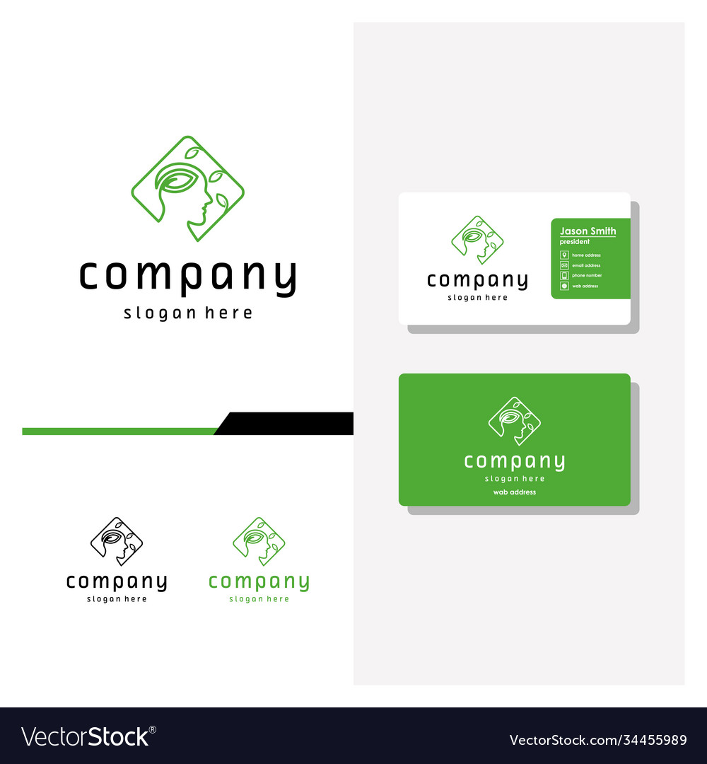 Head people leaf logo design and business card