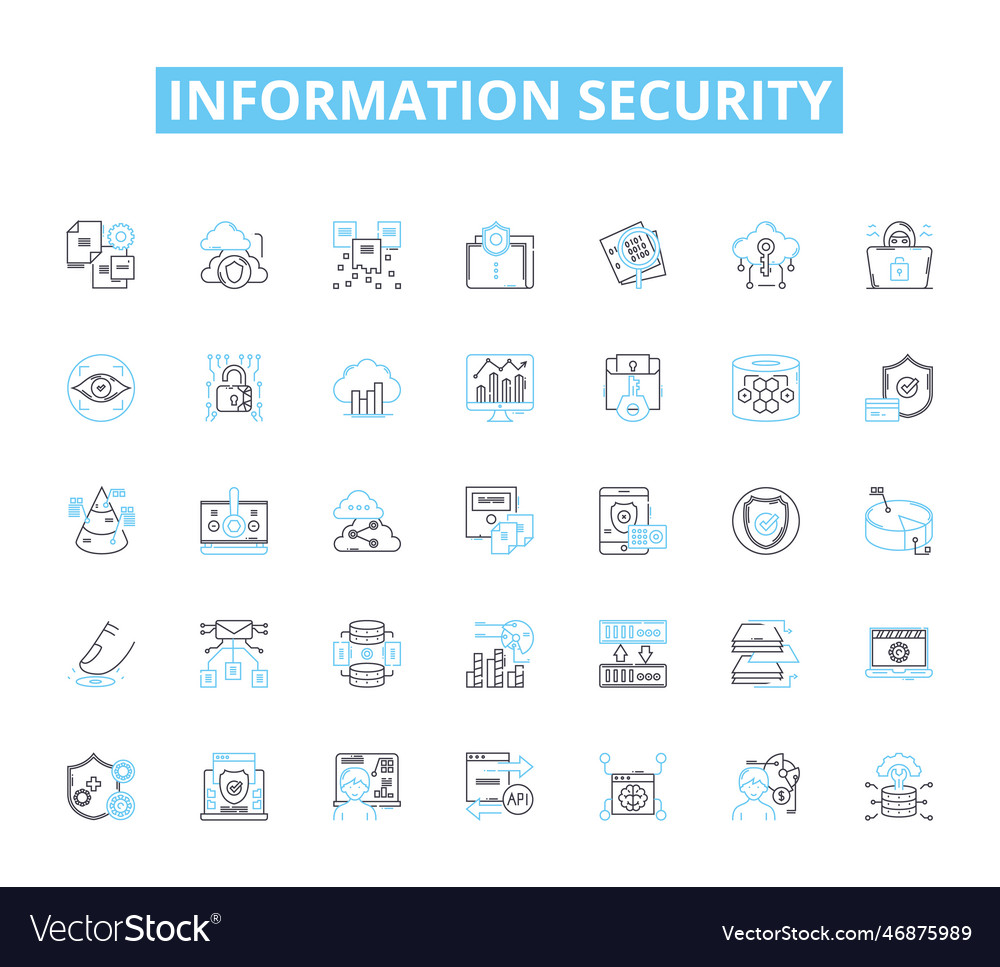 Information security linear icons set encryption vector image Information security linear icons set encryption