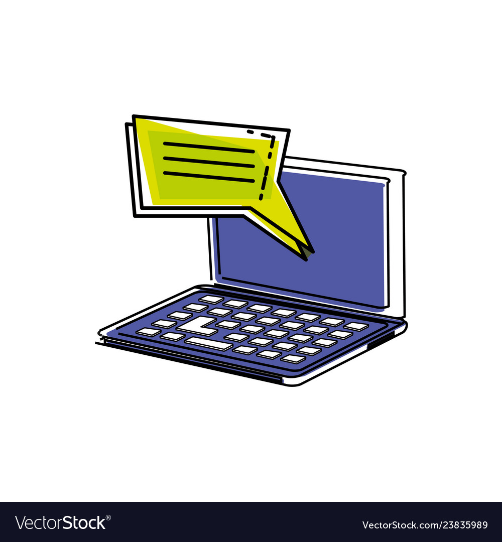 Laptop computer with speech bubble vector image Laptop computer with speech bubble