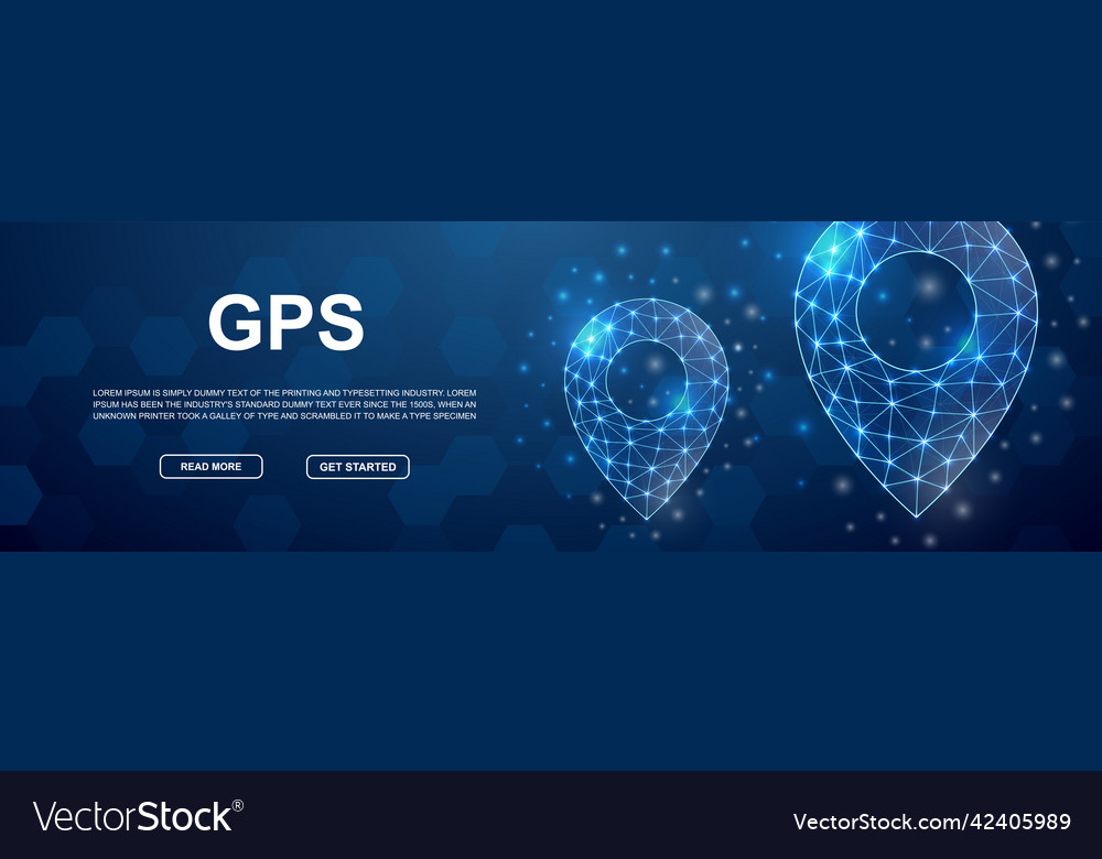 Location pin polygonal horizontal banner gps