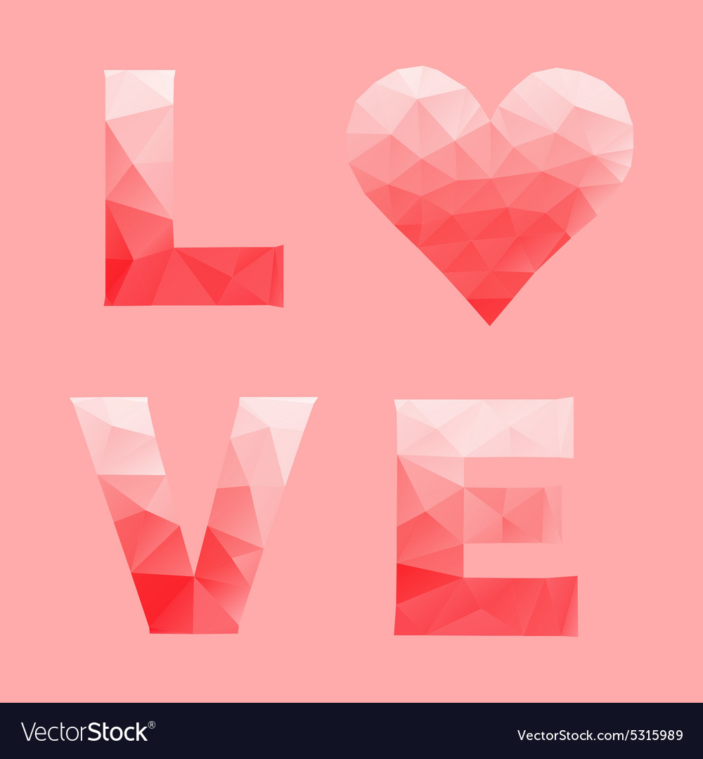 Love and heart by abstract geometric triangle