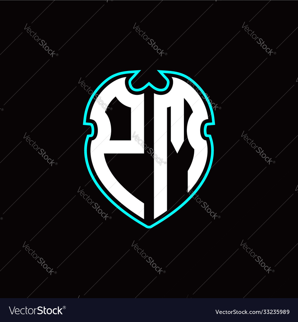 P m initial logo design with a shield shape vector image P m initial logo design with a shield shape