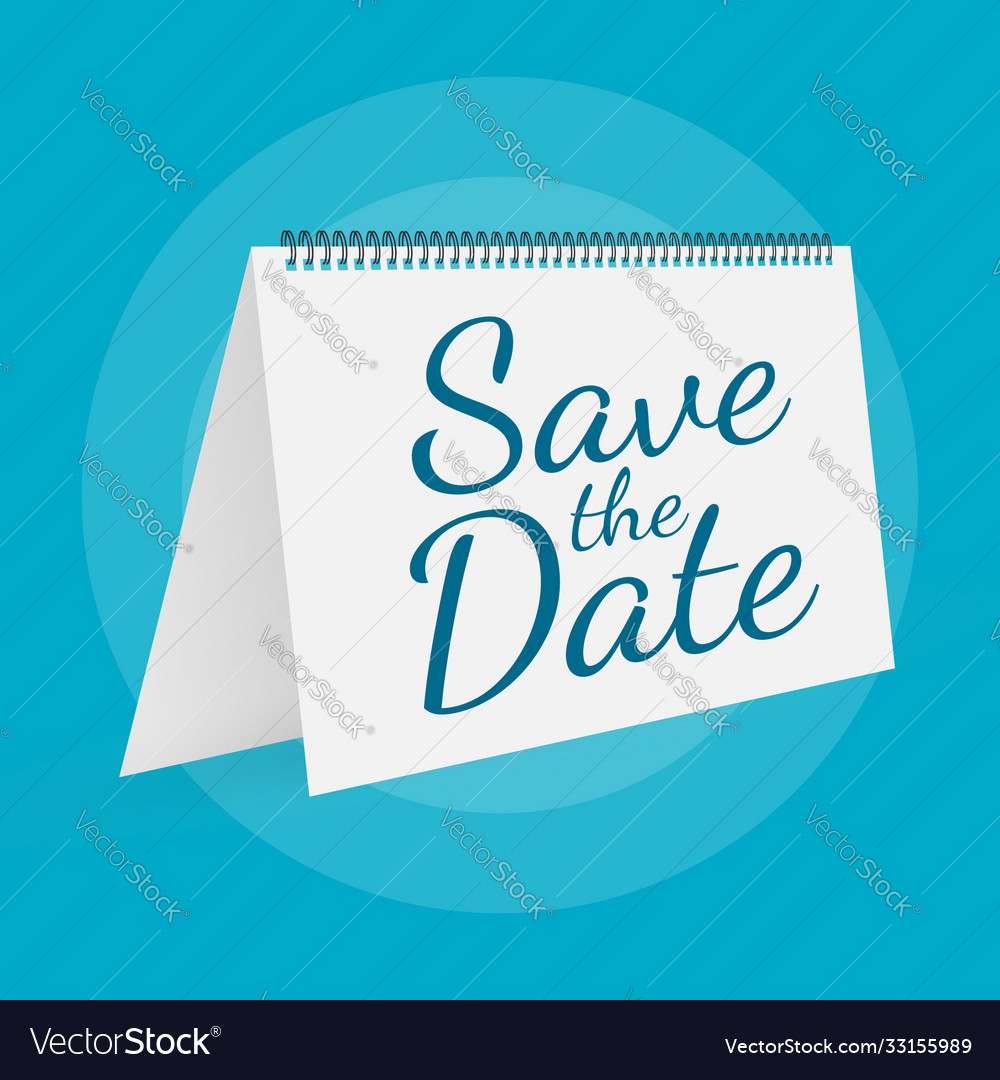 Save date on calendar badge label flat vector image Save date on calendar badge label flat