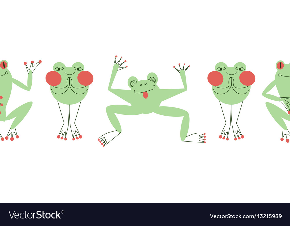 Seamless line pattern with frogs