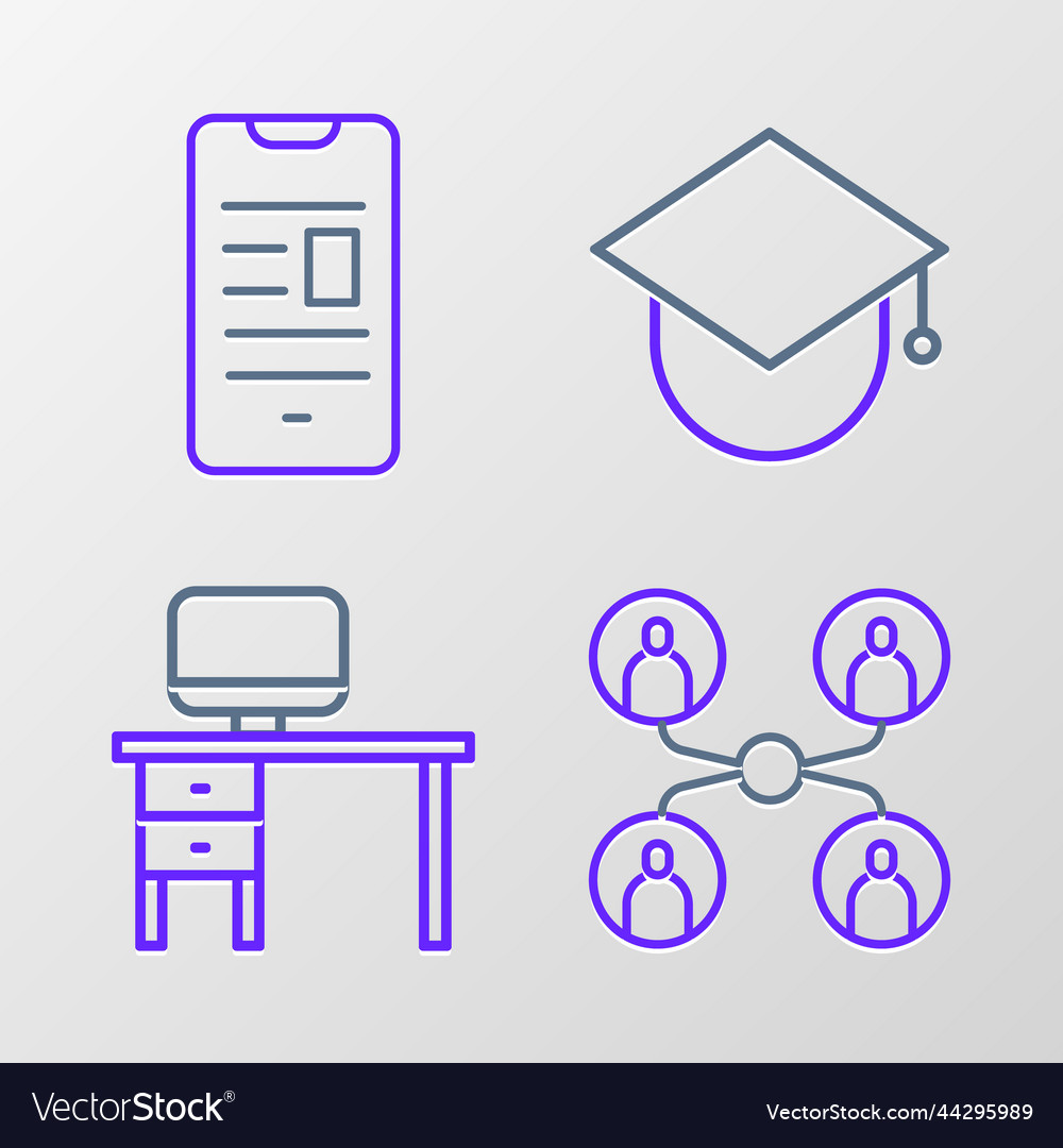 Online-Klasse Computermonitor und Schreibtisch einstellen vector image Online-Klasse Computermonitor und Schreibtisch einstellen