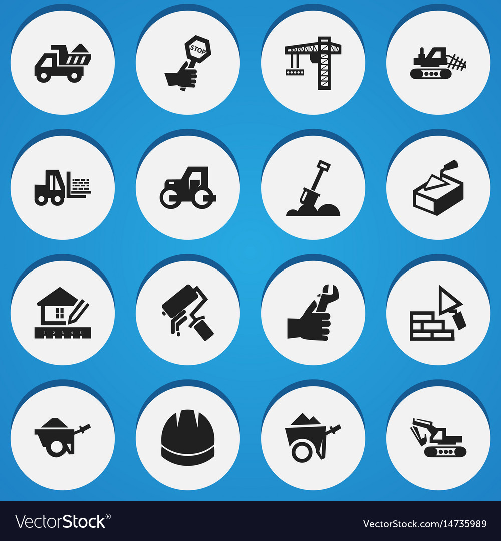 Set of 16 editable building icons includes