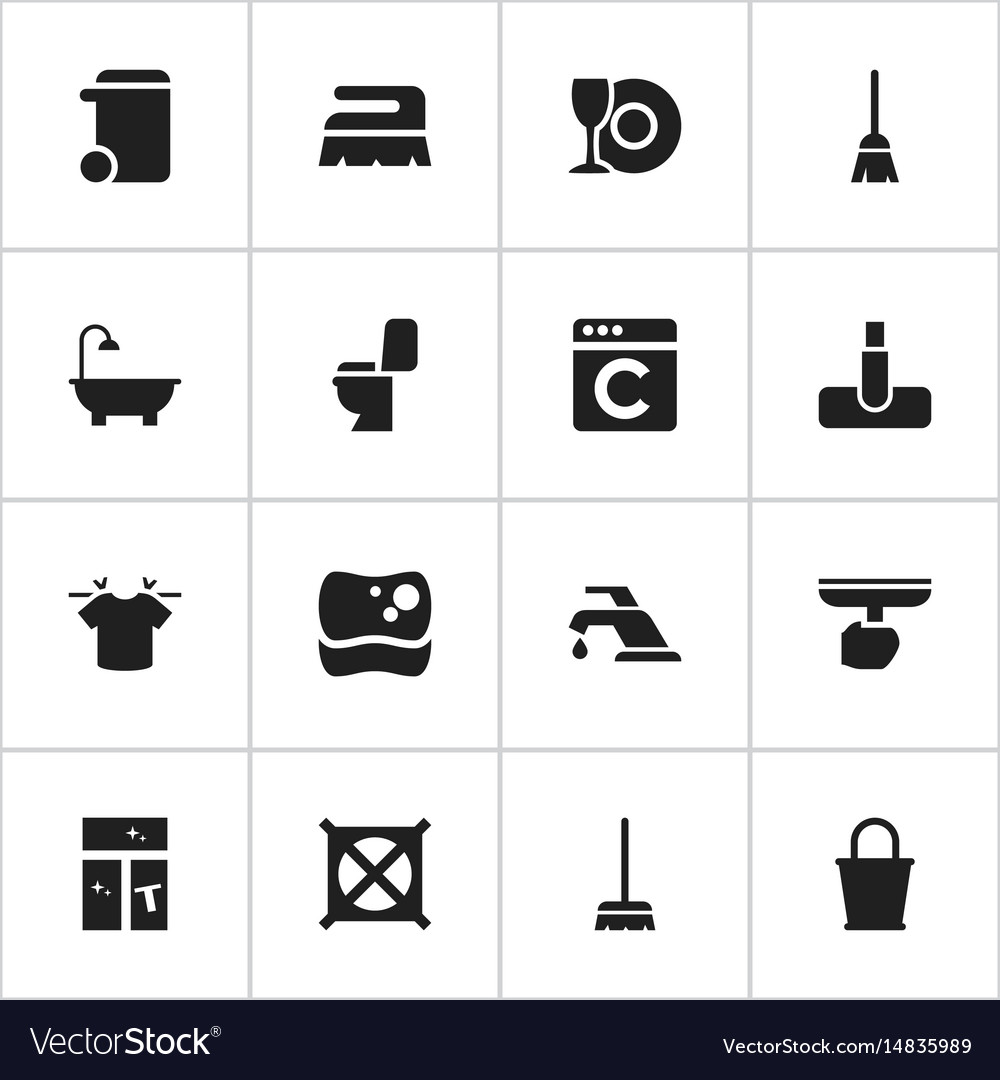 Set of 16 editable cleanup icons includes symbols