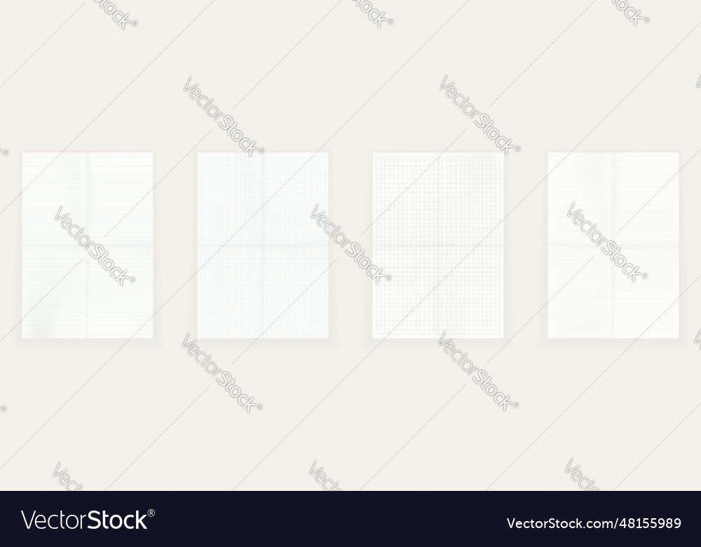 Set of blank lined and squared paper sheets Vector Image Set of blank lined and squared paper sheets