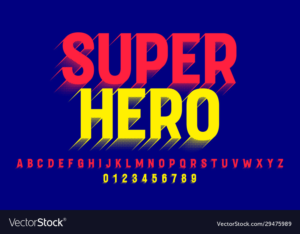 Super hero comics style font alphabet letters and Vector Image