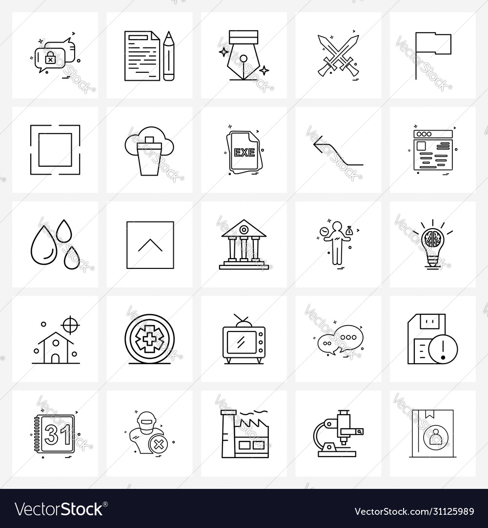 Ui set 25 basic line icons warning alert