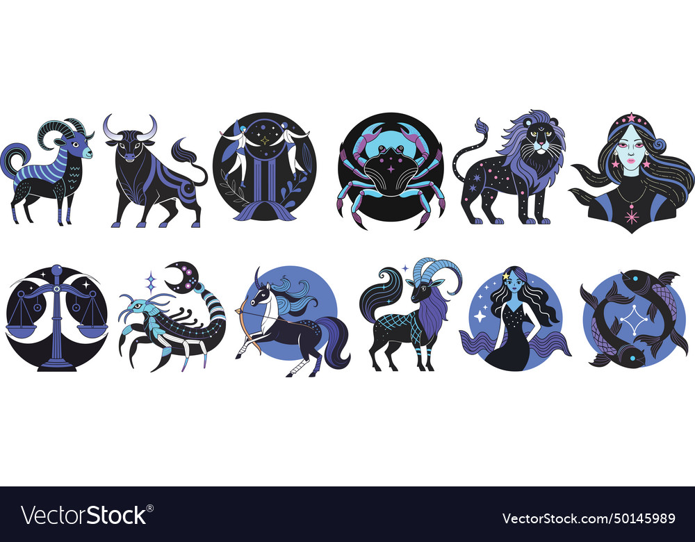 Zodiac signs of the european yearly calendar Vector Image