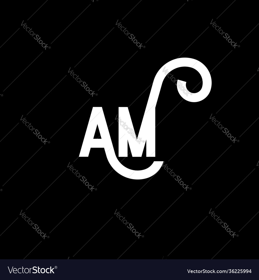 Am Brief Logo Design auf schwarzem Hintergrund vector image Am Brief Logo Design auf schwarzem Hintergrund