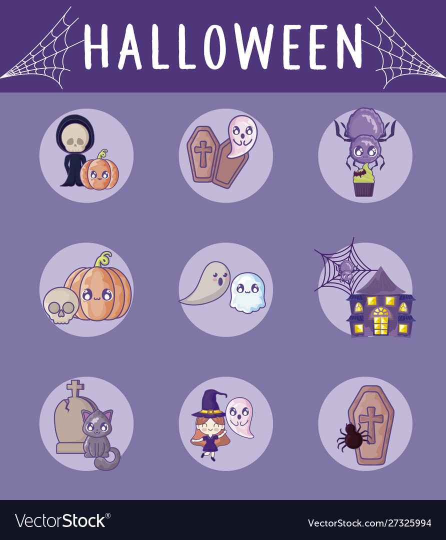 Bundle halloween with set icons